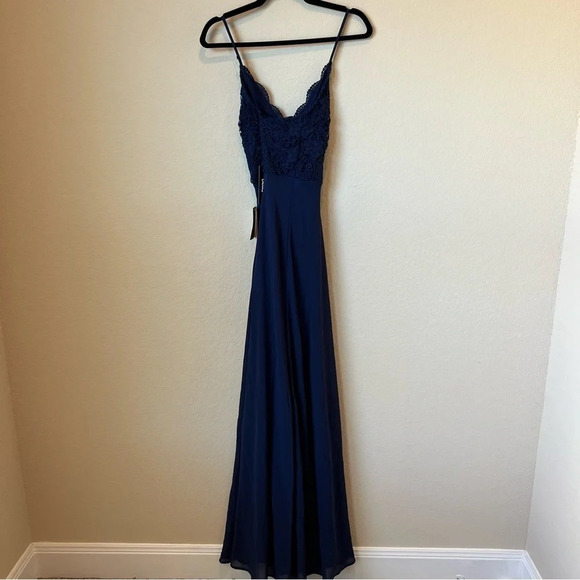 NWT Lulus Madalyn Navy Blue Lace Maxi Dress - Picture 7 of 9